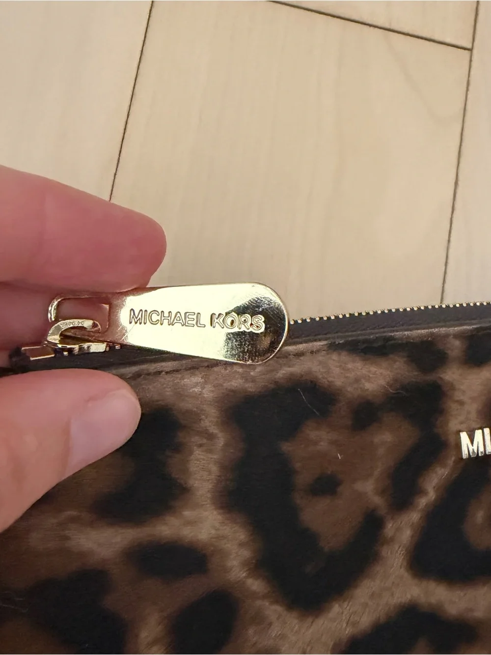 Michael Kors Leopard-Print Wristlet Clutch in Brown and Black
